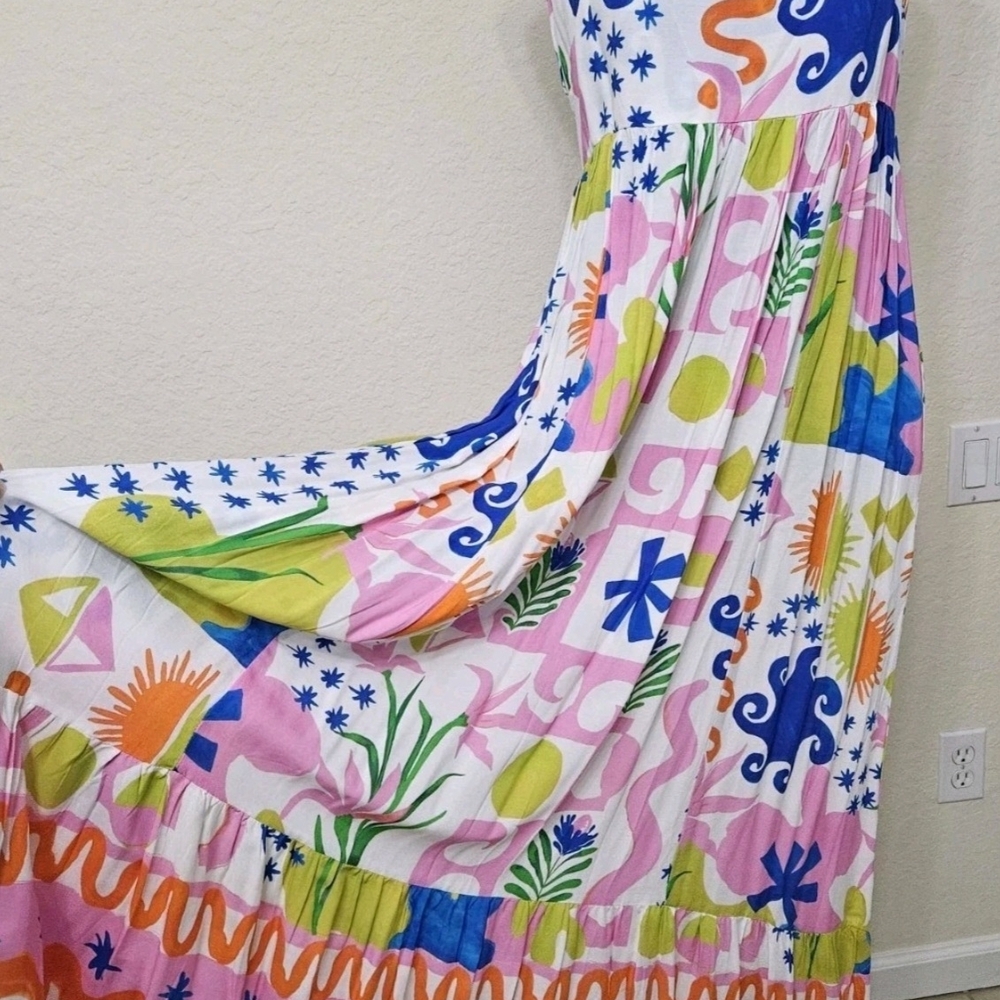 Paper Heart Colorful Maxi Dress with Abstract Print-Size Medium - Picture 15 of 17